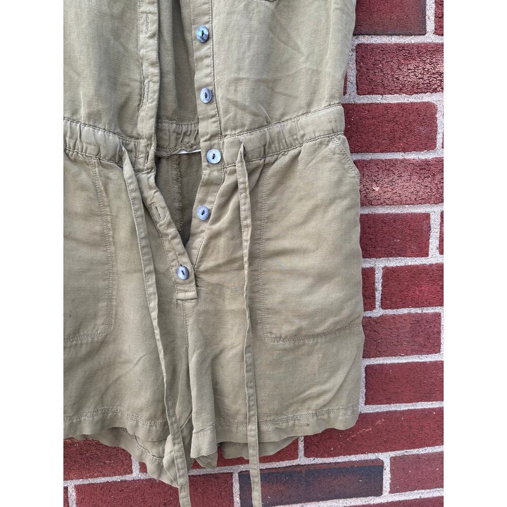 Nicole Miller New York Utility Romper Womens 4 Olive Green Linen Blend Safari - Picture 8 of 10